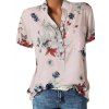 Blouse Fleurie Imprimée à Demi-Bouton de Grande Taille - Rose 4X