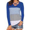 T-shirt Croisé Rayé à Col V - Bleu M