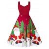 Robe de Noël Taille Haute Sans Manches de Grande Taille - Châtaigne Rouge L