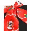 Christmas Funny Dog Print Bow Tie Vintage Dress - RED 2XL