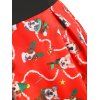 Christmas Funny Dog Print Bow Tie Vintage Dress - RED L