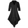Chemise Asymétrique en Couleur Unie à Manches Longues Grande Taille - Noir 4X