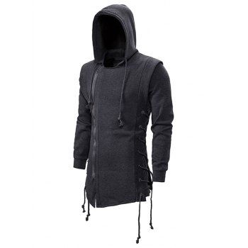 

Side Lace Up Fleece Gothic Hoodie, Dark gray