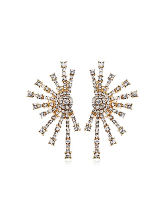 Boucles d'Oreilles en Forme Feu d'Artifice avec Strass - Or 
