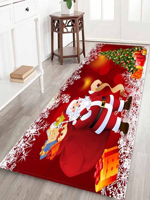 

Christmas Tree Gifts Santa Claus Pattern Water Absorption Area Rug, Multi