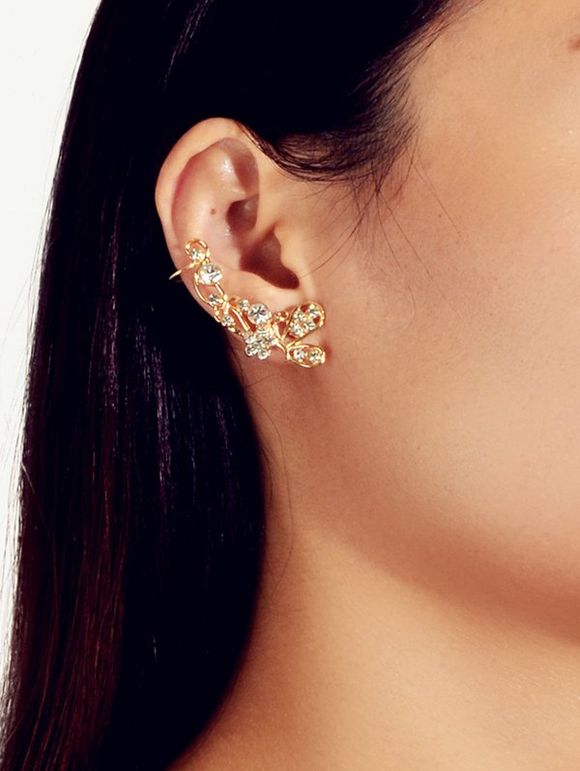 Boucles d'Oreilles Papillon Evidé avec Strass - Or 
