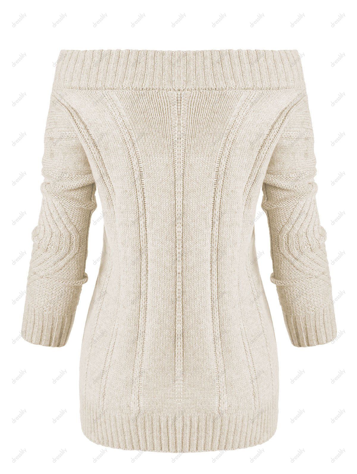 off the shoulder cable knit sweater dress