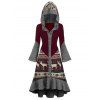 Robe de Noël à Capuche Tricotée Haute Basse Cerf Ourlet à Volants - multicolor B 2XL