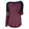 T-shirt en Couleur Contrastée Manches Raglan de Grande Taille - Prune Velours 2X