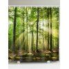 Rideau de Douche Imperméable Forêt et Lumière et Soleil Imprimés pour Salle de Bain - Vert Oignon W59 X L71 INCH