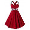 Robe Semi-Formelle Croisée Grande Taille à Paillettes - Rouge 1X