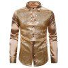 Chemise Boutonnée Panneau à Paillettes à Manches Longues - Brun Doré M