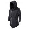 Zip Up Asymmetric Fleece Gothic Hoodie - DARK GRAY XL