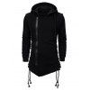 Side Lace Up Fleece Gothic Hoodie - BLACK M