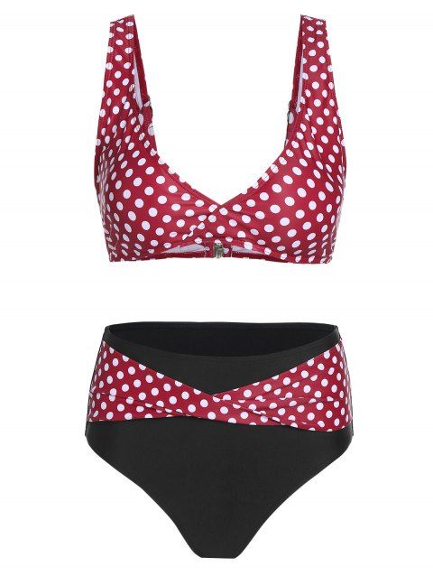 red polka dot high waisted bikini