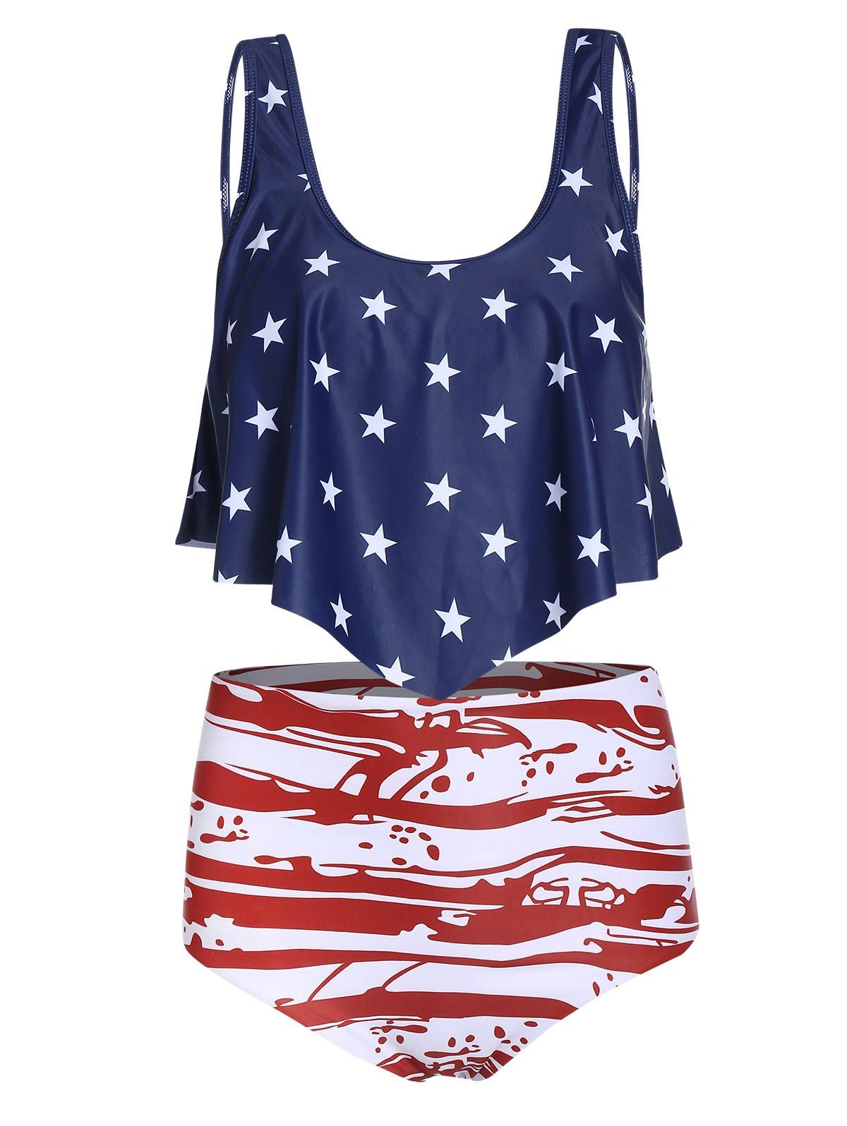 [30% OFF] 2021 American Flag Print Padded Tankini Swimsuit In ...