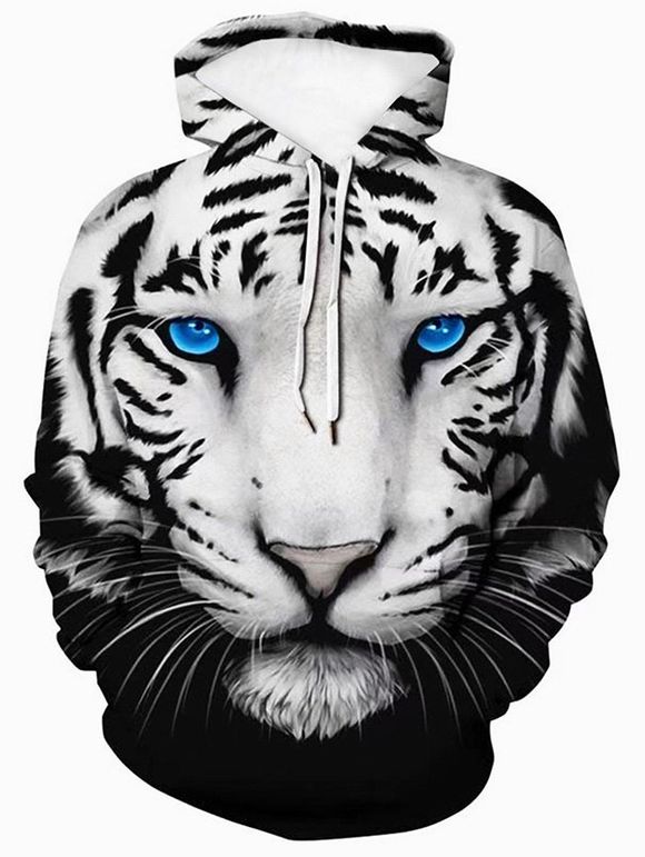 Sweat à Capuche Décontracté 3D Tigre avec Poche en Avant - multicolor M