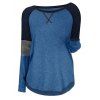 T-shirt en Couleur Contrastée Manches Raglan de Grande Taille - Bleu de Soie 1X