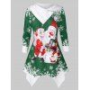 Sweat à Capuche de Noël Mouchoir Imprimé Grande Taille - Bleu Verdâtre 3X