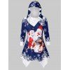 Plus Size Handkerchief Printed Christmas Hoodie - DEEP BLUE L