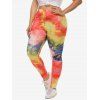 Tie Dye taille haute Pull On Leggings Taille Plus - multicolor 4X