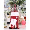 Couverture de Bouteille de Vin à Carreaux Bonhomme de Neige Élan et Père Noël Imprimés - multicolor A 