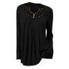 Blouse en Dentelle Contrastée de Grande Taille - Noir 2X