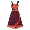 Robe Mi-Longue à Bretelle Bouclée - multicolor A M