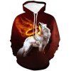 Sweat à Capuche Graphique Loup Blanc Imprimé avec Poche en Avant à Cordon - multicolor L