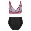 Beach Bikini Swimsuit Polka Dot Print Bathing Suit Plunge High Waisted Tummy Control Bathing Suit - multicolor A 3XL