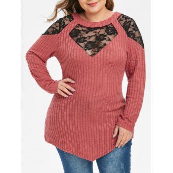 Image of Plus Size Lace Insert Tunic Knitwear