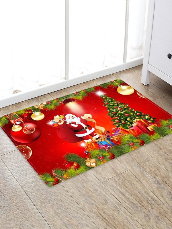 

Father Christmas Tree Printed Design Floor Rug, Multi