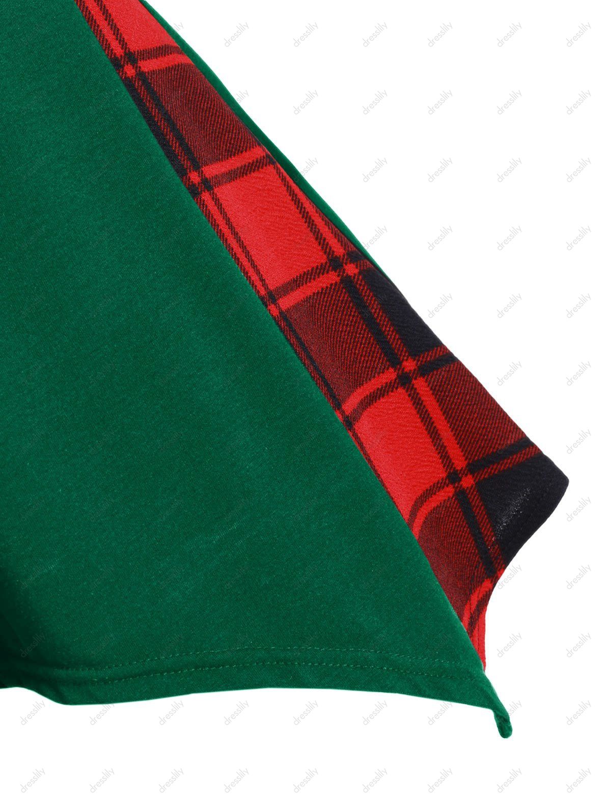 Download 66% OFF 2021 Plaid Convertible Neck Mock Button Handkerchief T-shirt In GREEN | DressLily
