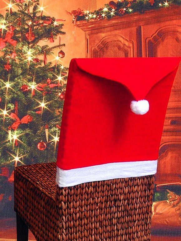 Housse de Chaise Motif de Noël en Blocs de Couleurs Jointif - Rouge 