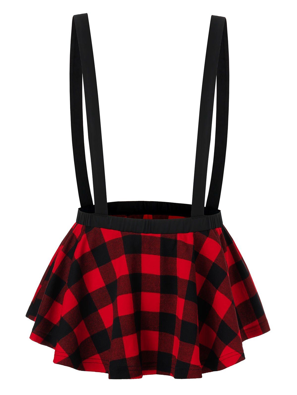 plus size plaid skirt with suspenders