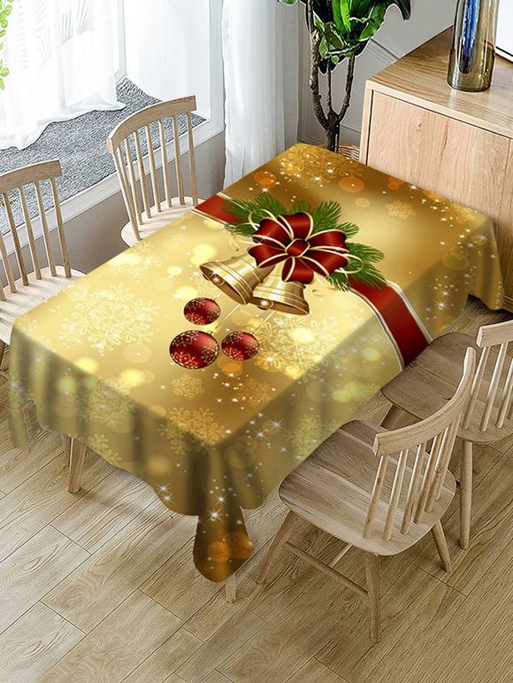 Nappe de Table à Imprimé Boules et Cloches de Noël - multicolor 60 X 84 INCH