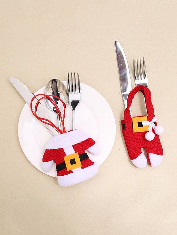 2 Pièces Décoration de Noël Costume en Forme de Couteaux et Fourchettes - Jaune 