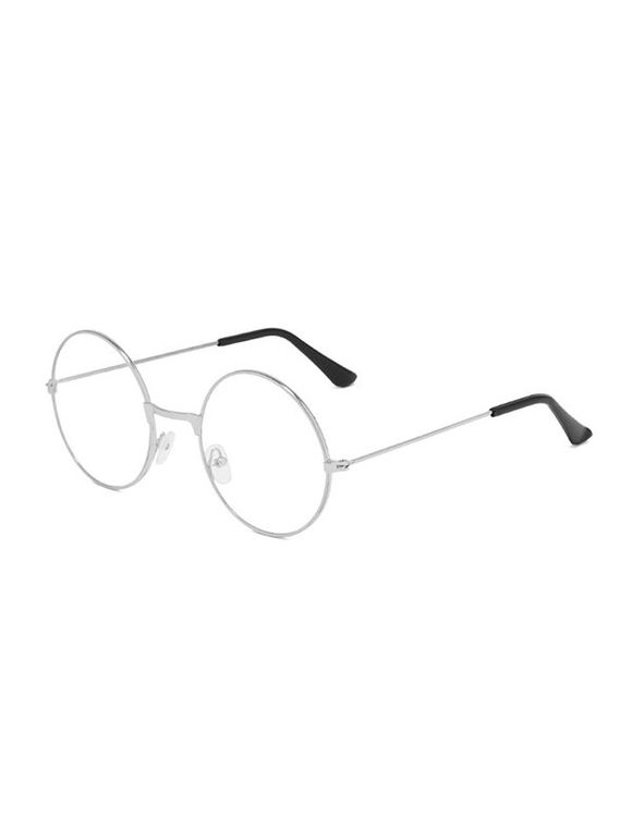 Lightweight Metal Round Plain Glasses - SILVER 