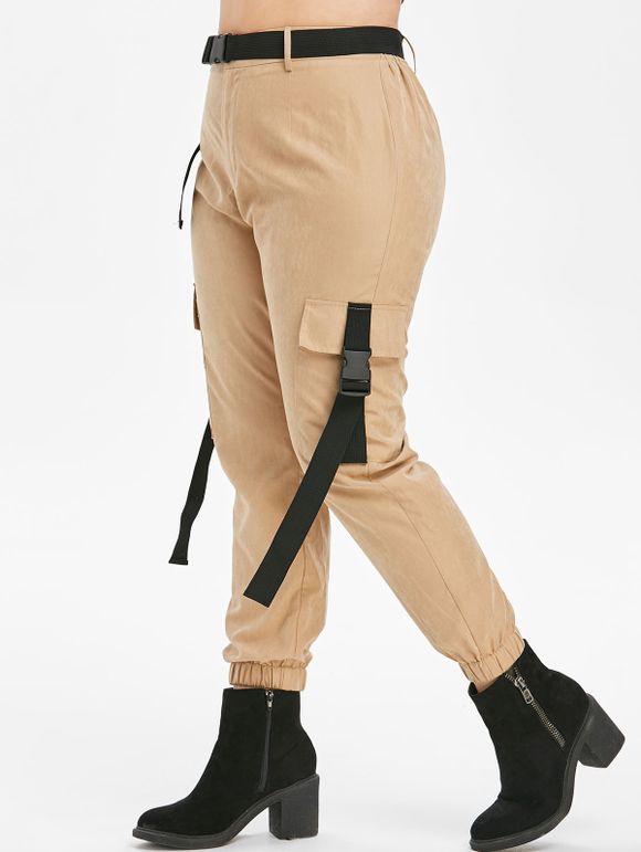 Pantalon de Joggong Cargo Zippé de Grande Taille - Bronze L