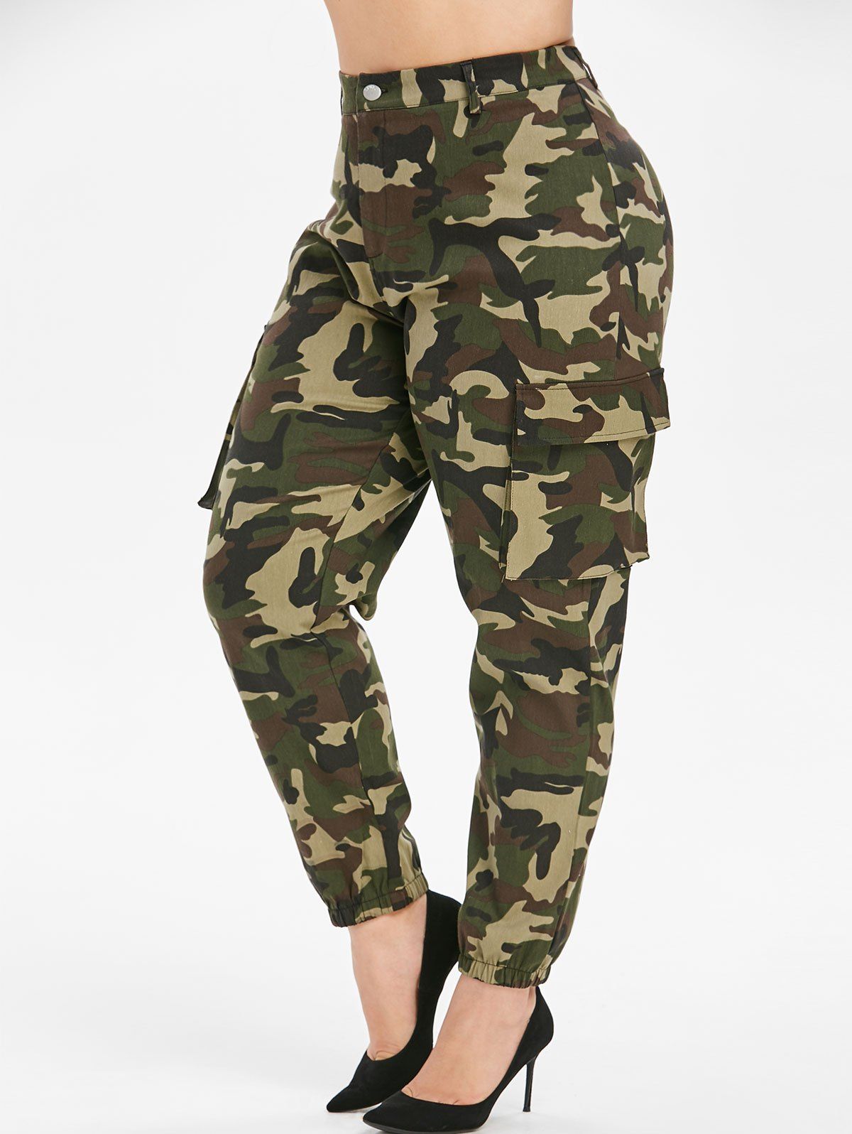 plus size high waisted camo pants