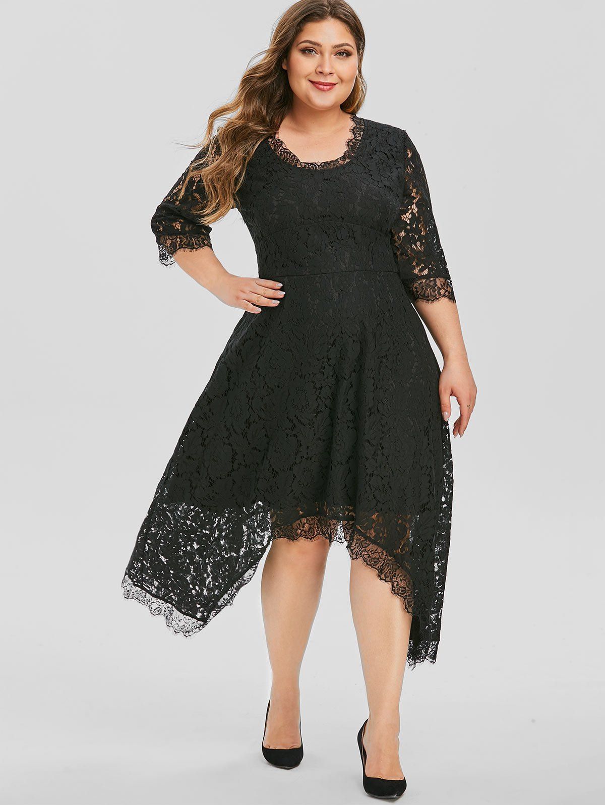 plus size handkerchief dress with sleeves