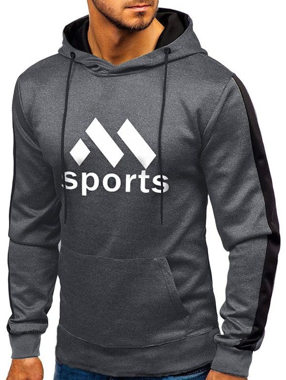 Sweat à Capuche de Sport Graphique avec Poche en Avant en laine - Gris 2XL
