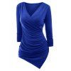 Taille Plus froncé asymétrique Surplice T-shirt - Bleu Océan 4X