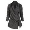 Tricot Bouclé Fendu Chiné à Col Bénitier - Noir 3XL