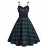 Robe Zippée au Dos à Bretelle à Carreaux Grande Taille - Vert 1X