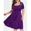 Robe en Couleur Unie à Col Carré Grande Taille - Violet Améthyste 3X