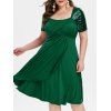 Robe en Couleur Unie à Col Carré Grande Taille - Vert Mer Moyen L