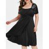 Robe en Couleur Unie à Col Carré Grande Taille - Noir L