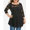 T-shirt Tunique Coubre à Manches en Dentelle de Grande Taille - Noir L