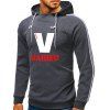 Sweat à Capuche Rayé Graphique en Laine à Cordon - Gris 2XL